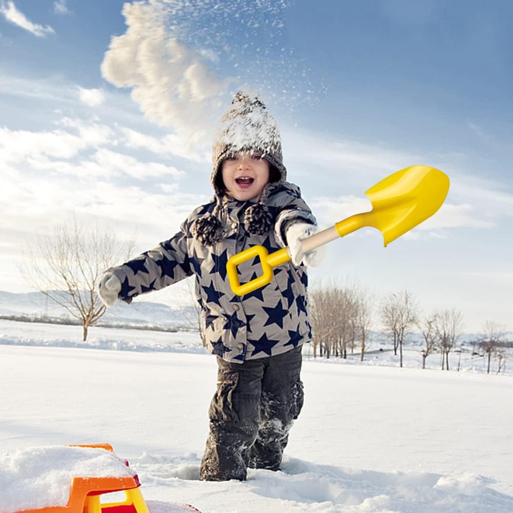 Kids Sand Shovels 16" Long Kids Beach Spade Durable Wood Handle ABS Plastic Spade Garden Tool Set