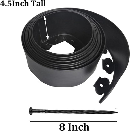 Landscape Edging Kit,20FT Plastic Garden Edging with 25 Stakes,4.5 Inch Tall Lawn Edging for
