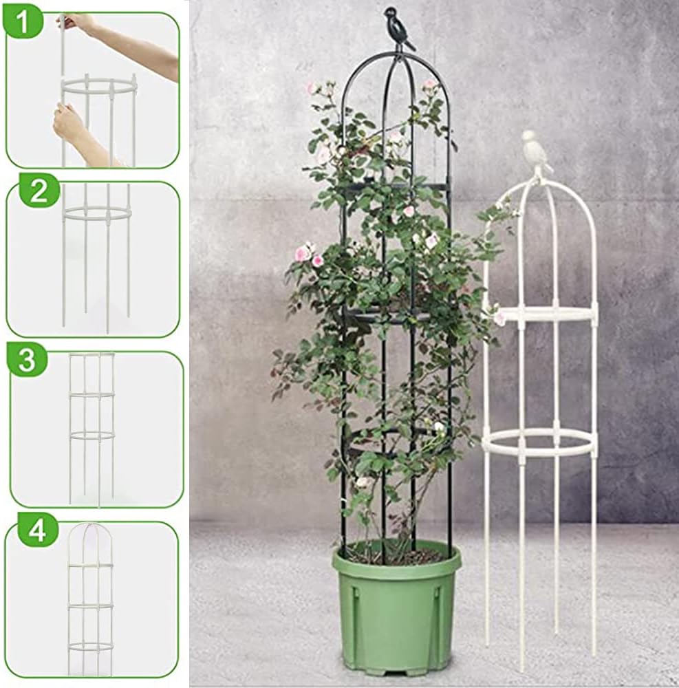 6ft Garden Obelisk Trellis for Climbing Plants-Rustproof Metal Pipe with Heavy Duty Plastic Coated