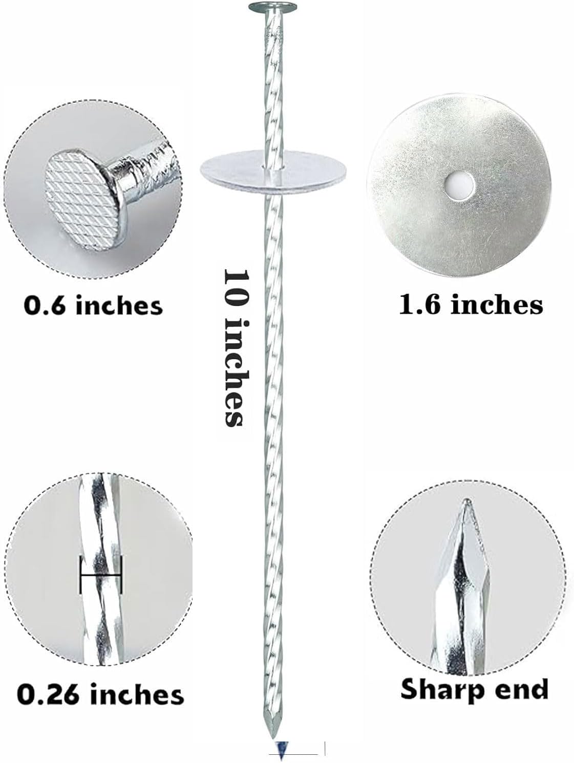 10 Inch Landscape Stakes, Galvanized Metal Garden Stakes, Landscape Edging Anchoring Spikes Stakes