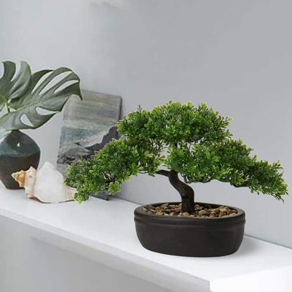 Artificial Bonsai Tree Juniper Faux Plants Indoor Small Fake Plants Decor with Ceramic Pots for