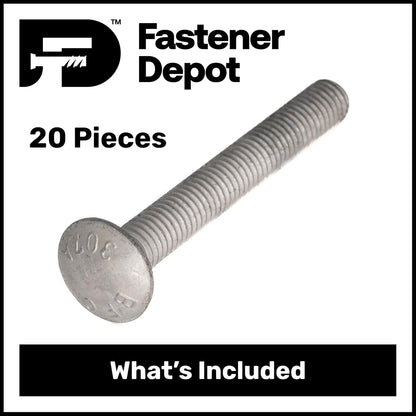 3/4"-10 x 3 (20 Pack) Hot Dipped Galvanized Carriage Bolt Grade 307A for Exterior Use by Fastener
