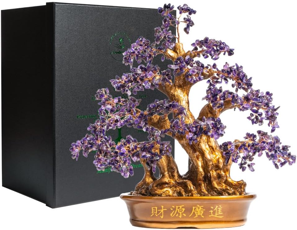 Natural Large Amethyst Tree,18" Amethyst Crystal Bonsai Tree(1300 Gemstone Count) Chakra Tree with