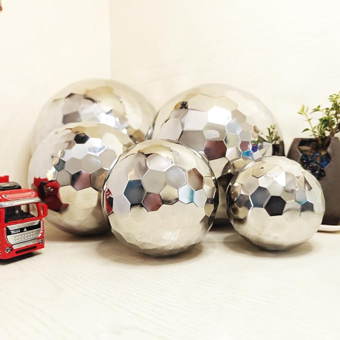 304 Stainless Steel Gazing Ball Sculptures Diamond Decoration Mirror Hollow Metal Ball Ornament