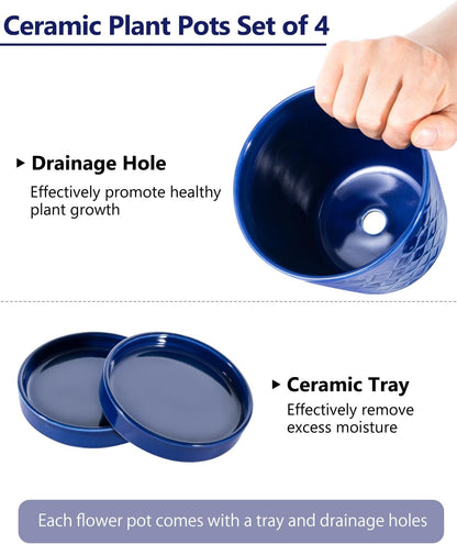 EFISPSS Ceramic Plant Pots, 5Inch Pots for Indoor Plants, Planters with Drainage Holes and Ceramic