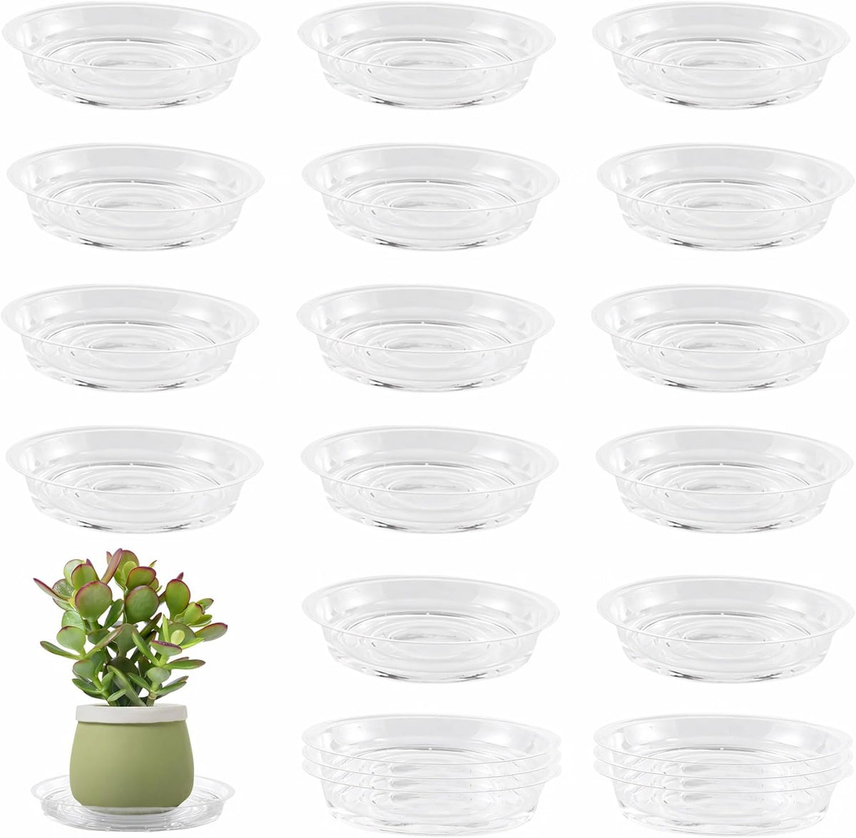 20 Pack 6 Inch Plant Saucers Clear Plastic Plant Saucer Drip Trays Small Plant Plate Dish for