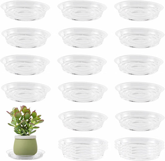 20 Pack 6 Inch Plant Saucers Clear Plastic Plant Saucer Drip Trays Small Plant Plate Dish for