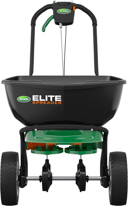 Scotts Elite Spreader for Grass Seed, Weed and Feed, Fertilizer, Salt and Ice Melt, Durable Push
