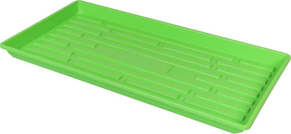 SUNPACK 10" x 20" Heavy Duty Shallow Plastic Seed Starting Tray, Green, 1" (Pack of 10) - No