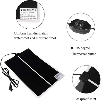KABASI Reptile Heating Pad, 20W 16.5x11 inch Waterproof Reptile Heat Pad Under Tank Terrarium with