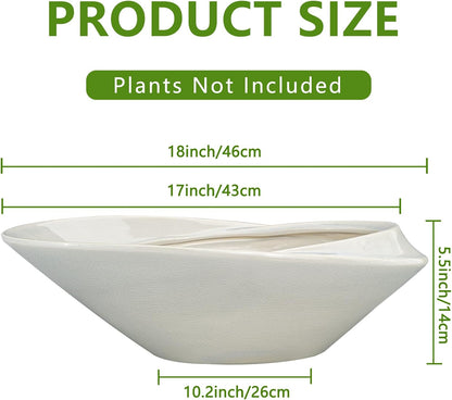 18 Inch Ceramic Bonsai Planter Pot with Drainage Hole, Glazed Large Plant Pot Succulent Planter for