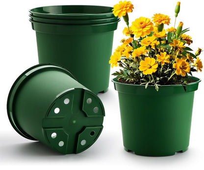 5 Gallon 12 Inch Plastic Nursery Pots, Plant Containers with Drainage Holes, Round Sturdy Garden