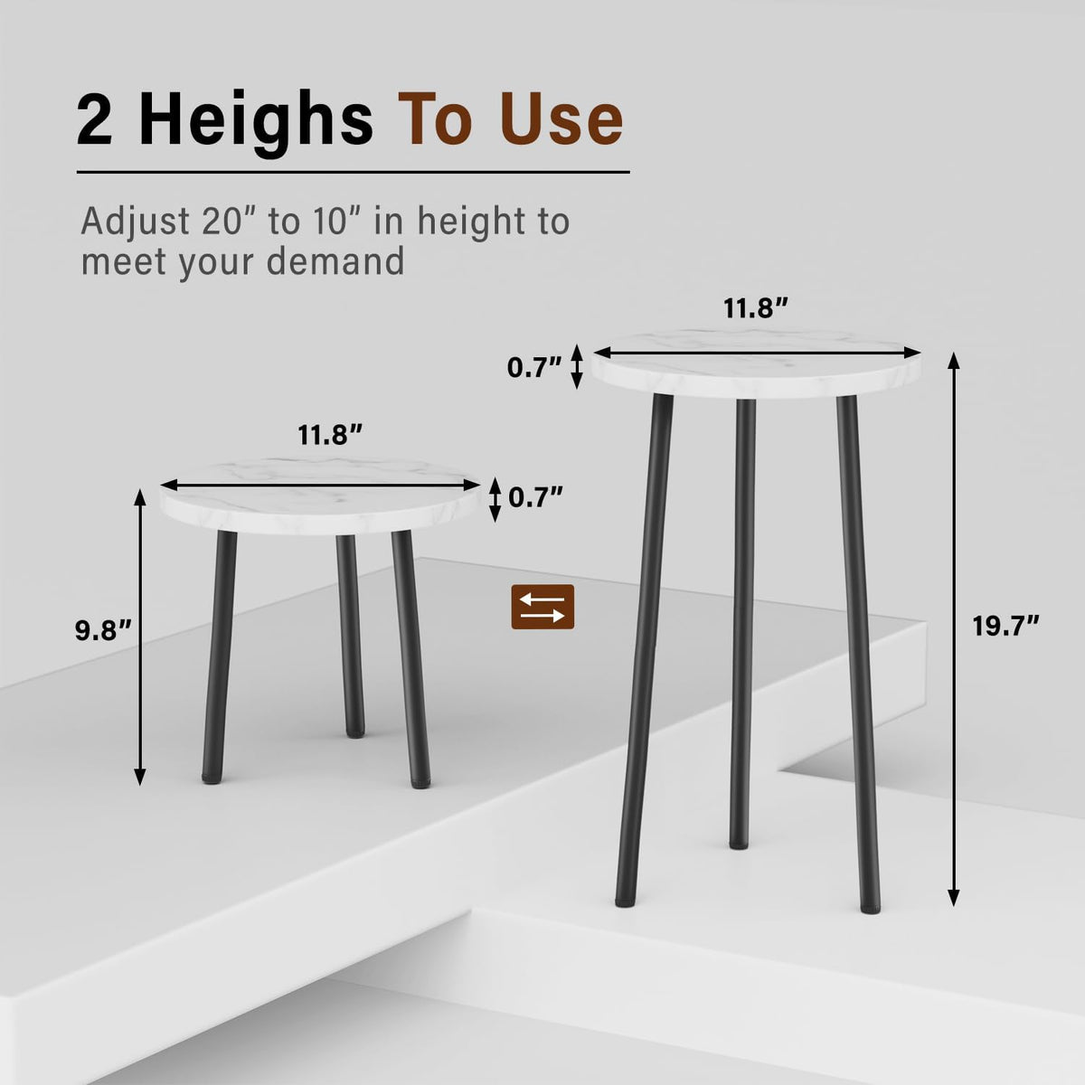 Plant Stand Indoor 2 Pack: Corner Wood 20 Inch Plant Stand Mid Century Modern Decor - Small Round
