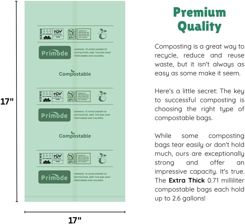Compost Bags, Compostable Trash Bags 2.6 Gallon Compostable Bags 100 Count Small Compost Bags for