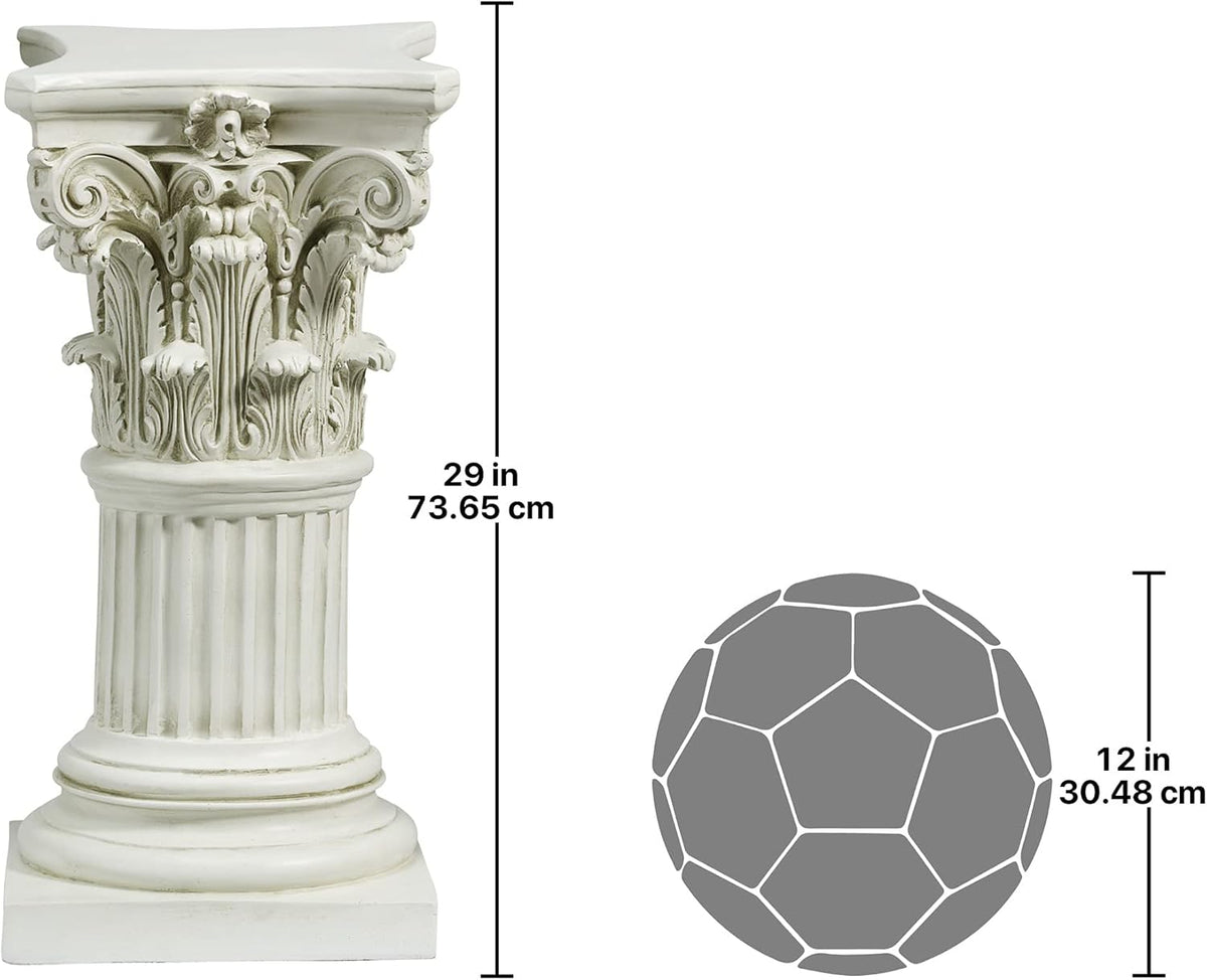 Design Toscano Corinthian Pedestal Column Plant Stand, Medium 29 Inch Tall, Cast Stone Resin