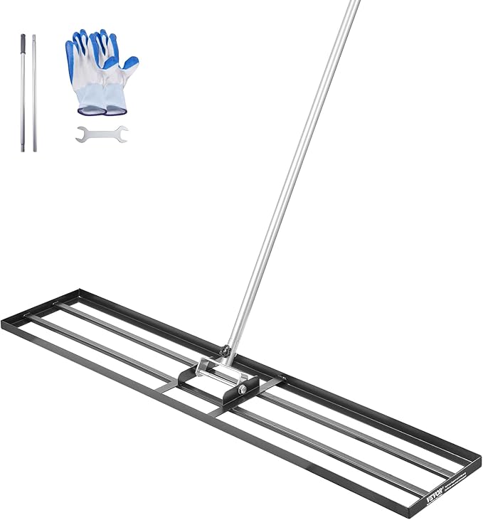 VEVOR Lawn Leveling Rake, Lawn Leveler with 83.9 in Handle, 48x10 in Ground Plate, Rust-Resistant