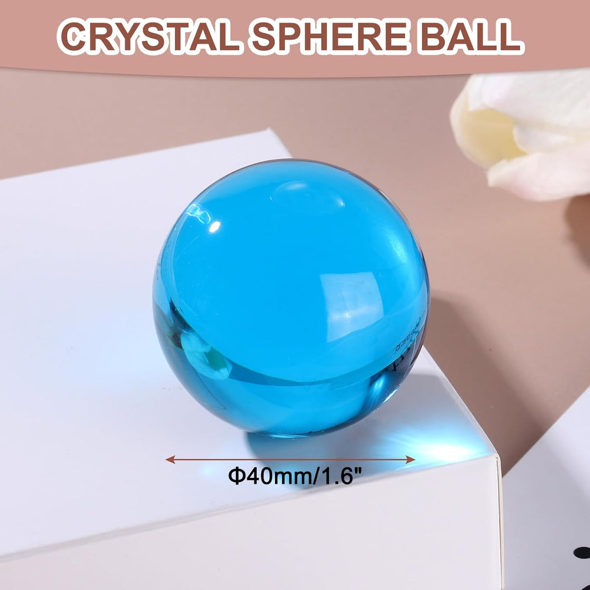 uxcell 40mm/1.6" Crystal Sphere Ball Glass Solid Decorative Sphere Crystal Ball Prop Ornament for