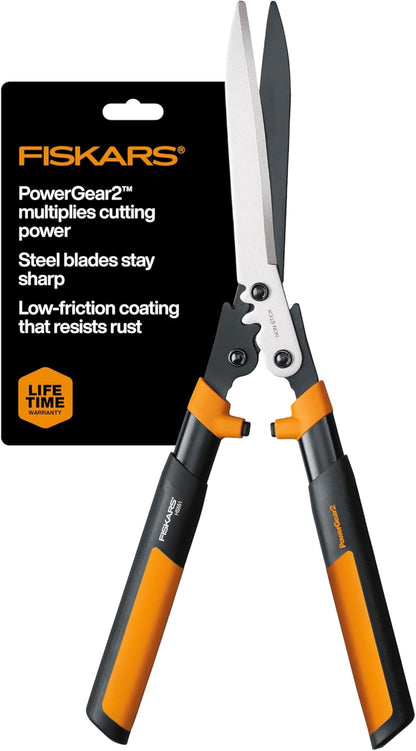 Fiskars 23-Inch Hedge Shears, Bush Trimmer with PowerGear2 Technology that Multiplies Power for