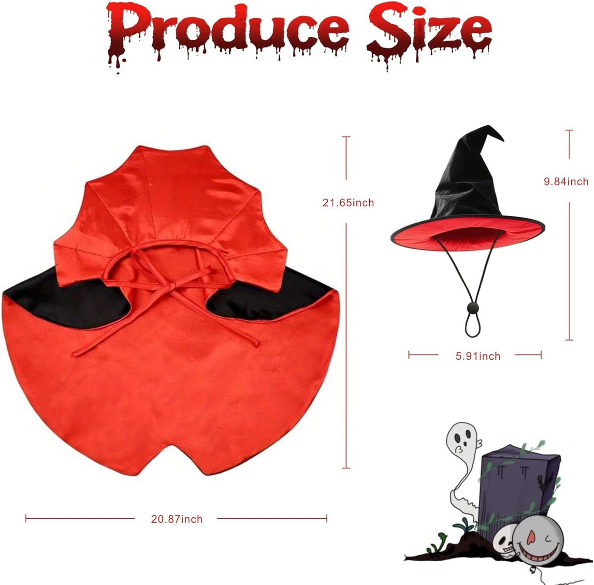 Halloween Goose Outfit, Lawn Porch Goose Vampire Cape Costume for 23" Statue Halloween Fall Outdoor