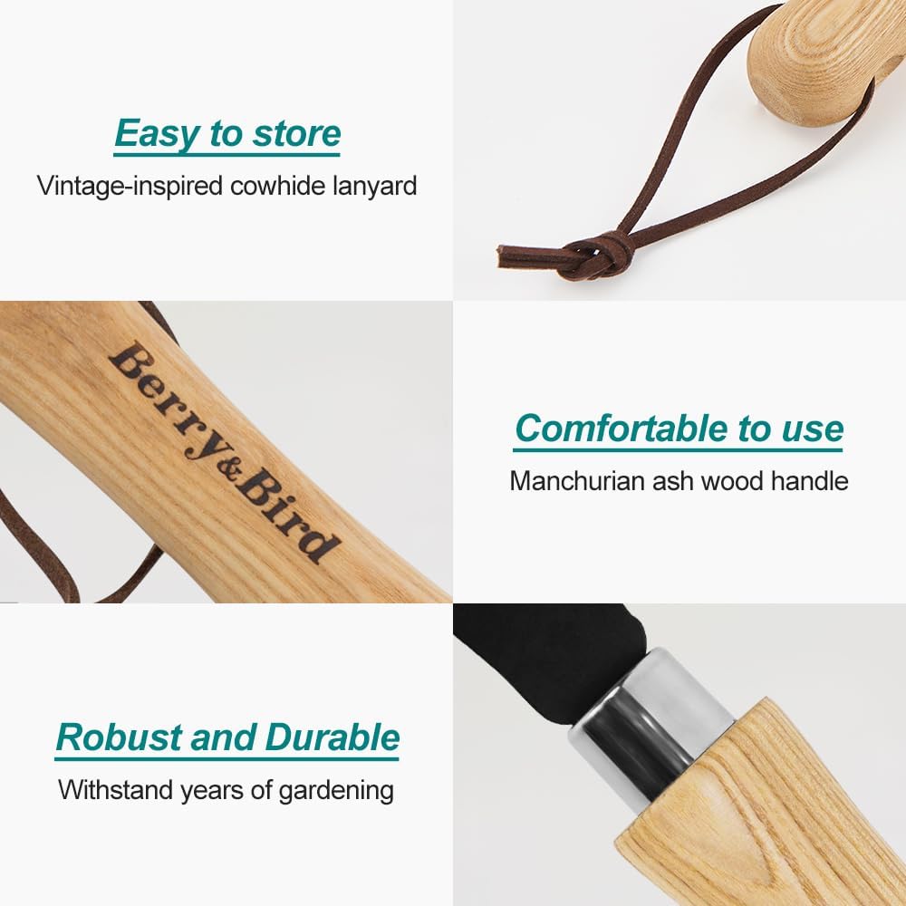 Berry&Bird Grass Sickle with Sawtooth, Heavy Duty SK5 Carbon Steel Blade Sickle Knife Scythe Garden