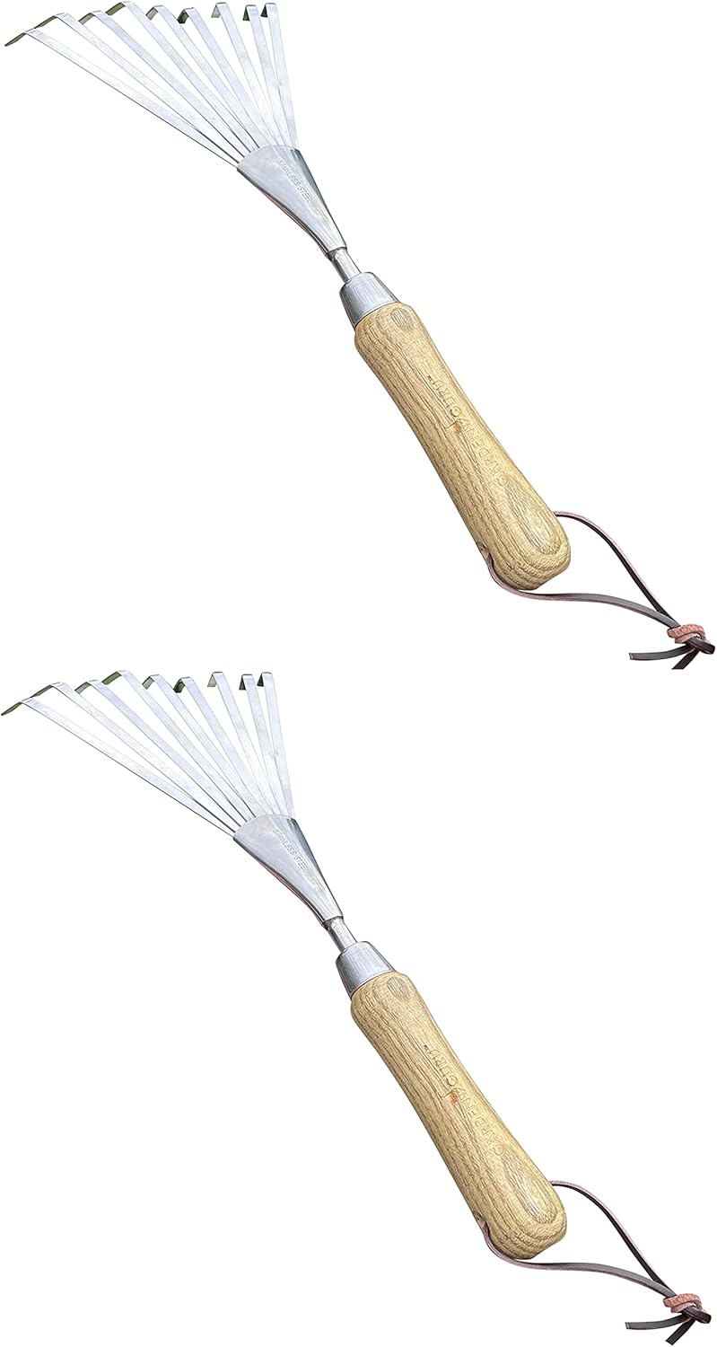 Garden Guru Eco Hand Rake Soil Tiller- 100% Recycled Stainless Steel - Rust Resistant - FSC