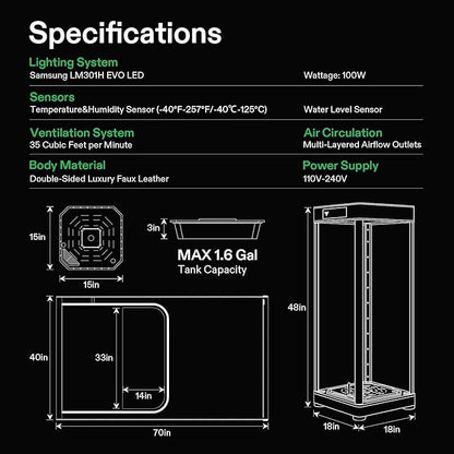 VGrow All-in-One Smart Grow Box, Professional System with Samsung LM301H EVO Grow Light, Advanced