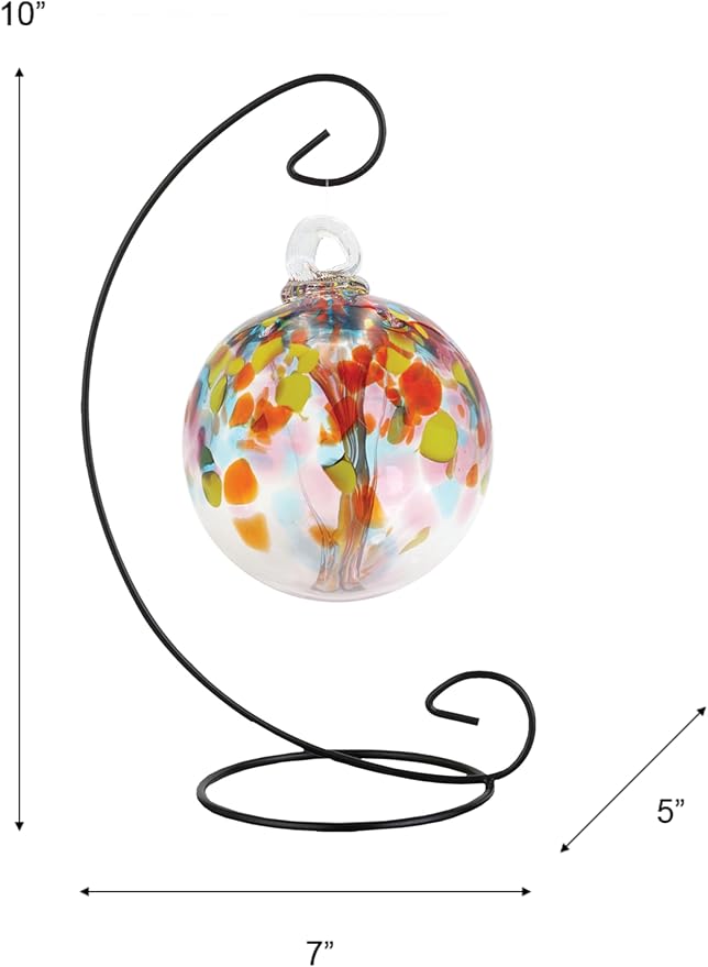 Dale Tiffany AC23214-D4 Rainbow Tree of Life Hand Blown Art Glass Ornament Witch Globe Gazing Ball
