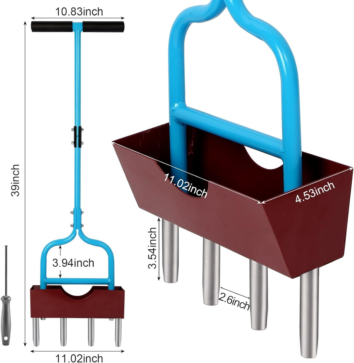 Sancat Lawn Aerator with Larger Soil Core Storage Tray, Heavy Duty 38” Coring Aerator,Manual