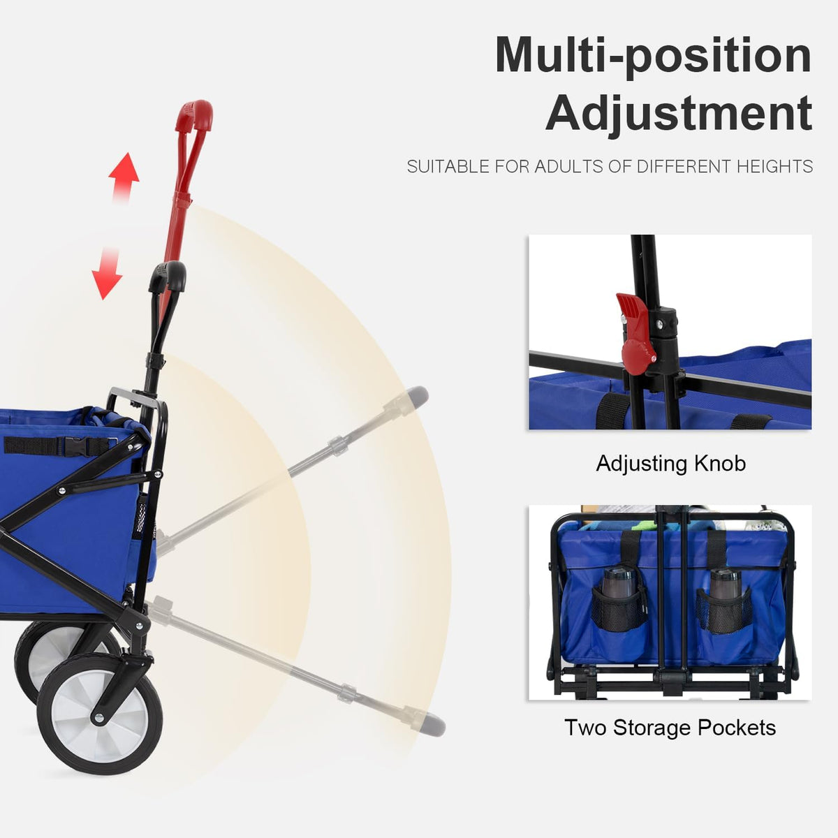 Garden Cart Folding Wagon Garden Cart Collapsible Wagon with Adjustable Handle &360°Universal