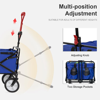 Garden Cart Folding Wagon Garden Cart Collapsible Wagon with Adjustable Handle &360°Universal