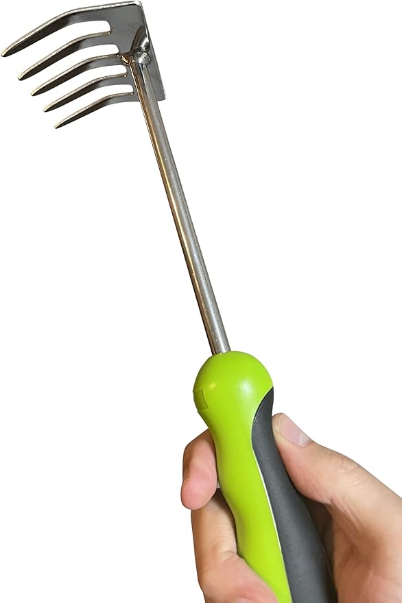 Garden GURU Stainless Steel Hand Rake Cultivator Tiller Tool - Stainless Steel for Ultimate