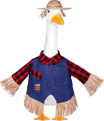 Scarecrow Goose Outfits Halloween Porch Goose Costume for 23inch Thankgiving Geese Clothes Fall