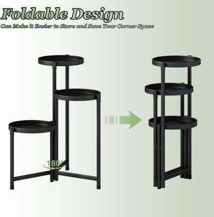 Plant Stand indoor outdoor - 3 Tier black Tall Metal Flower Pot Holder Potted Display Rack - Heavy