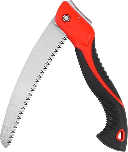 8 Inch Heavy Duty Pruning Saw, Folding Hand Saw with SK5 Curved Blade, Triple-cut Razor Teeth Used