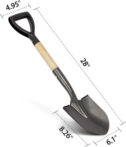 VNIMTI Shovel for Digging, Round Small Shovel with Wooden D-Handle, Metal Garden Shovel for