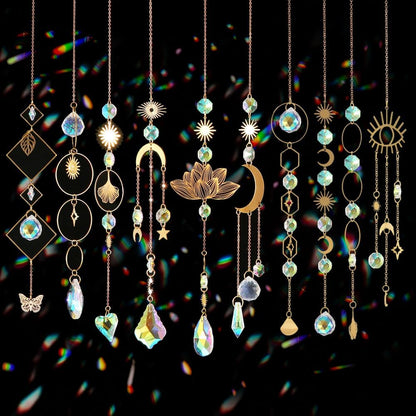 Sun Catchers, 10 Pieces Colorful Crystal Suncatcher with Chain Pendant Ornaments Hanging Crystals