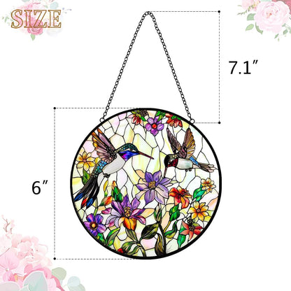 Stained Glass Hummingbird Suncatcher Window Hanging - Handmade Stained Glass Bird Suncatchers for