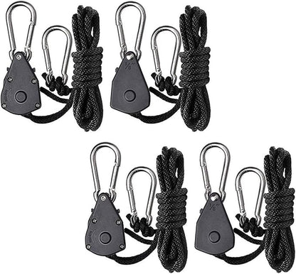 2 Pair of 1/8 inch Adjustable Rope Hanger Heavy Duty for Grow Light Rope Hangers Loose-Proof Design