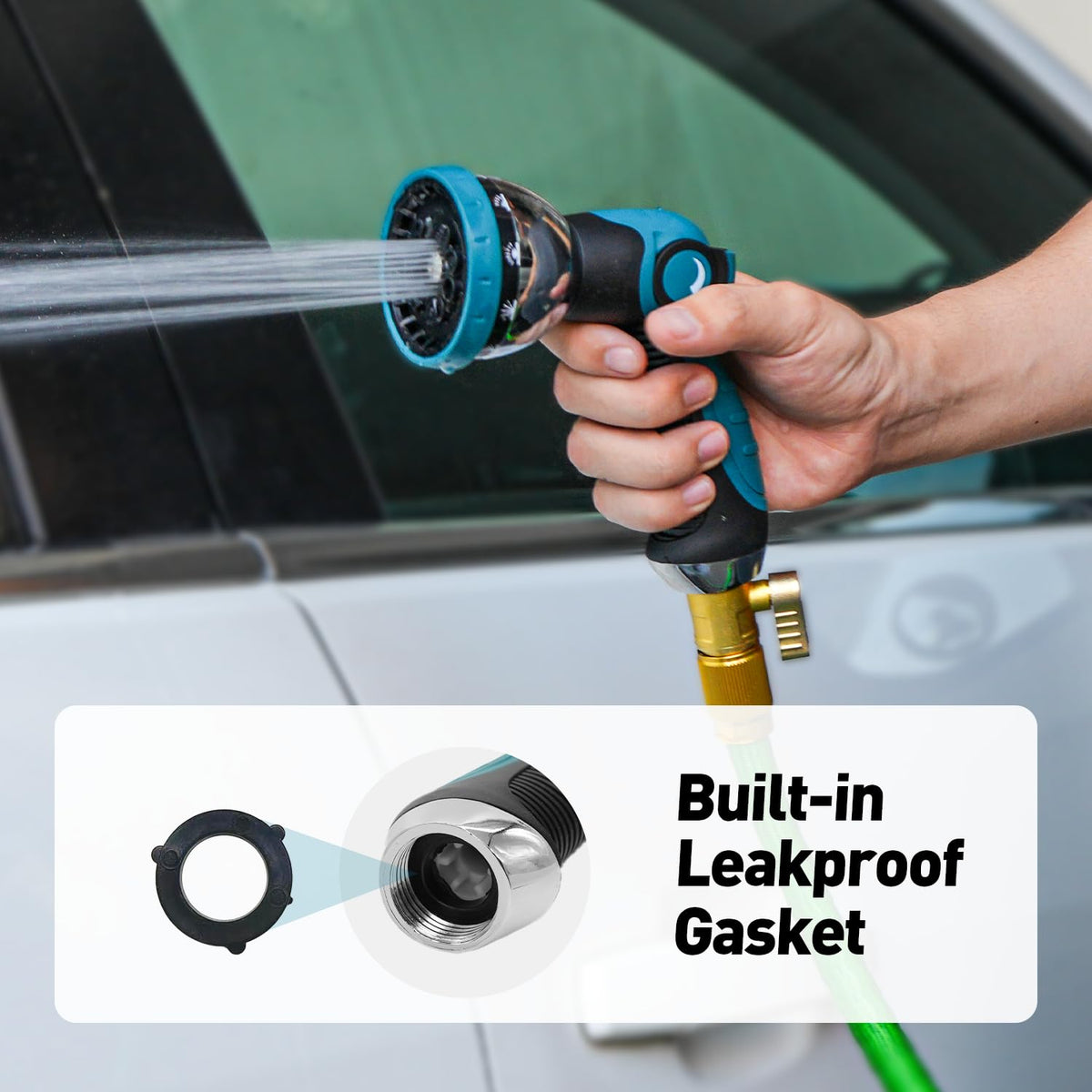 Besiter Garden Hose Nozzle, Hose Sprayer Nozzle with 10 Spray Patterns, Thumb Control On Off Valve