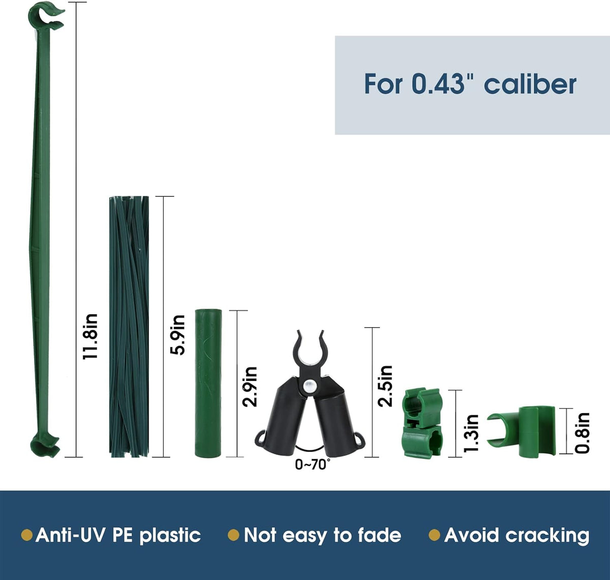 Adjustable Garden Stakes Connectors, Plastic Plant Trellis Clips for 0.43 inch Diameter Rods