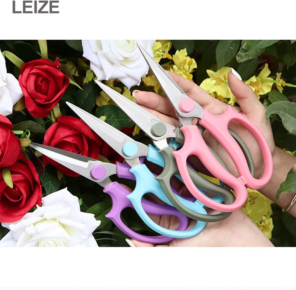 Leize Flower Scissors, Premium Thickened Stainless Steel Floral Shears, Strong Pruner for Flowers