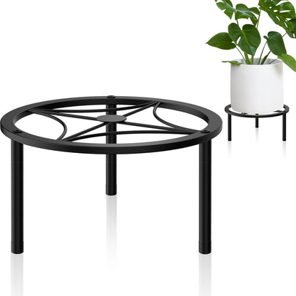 TOSKING Heavy Duty Metal Plant Stand - 9-inch Round Tray with Geometric Pattern, Adjustable