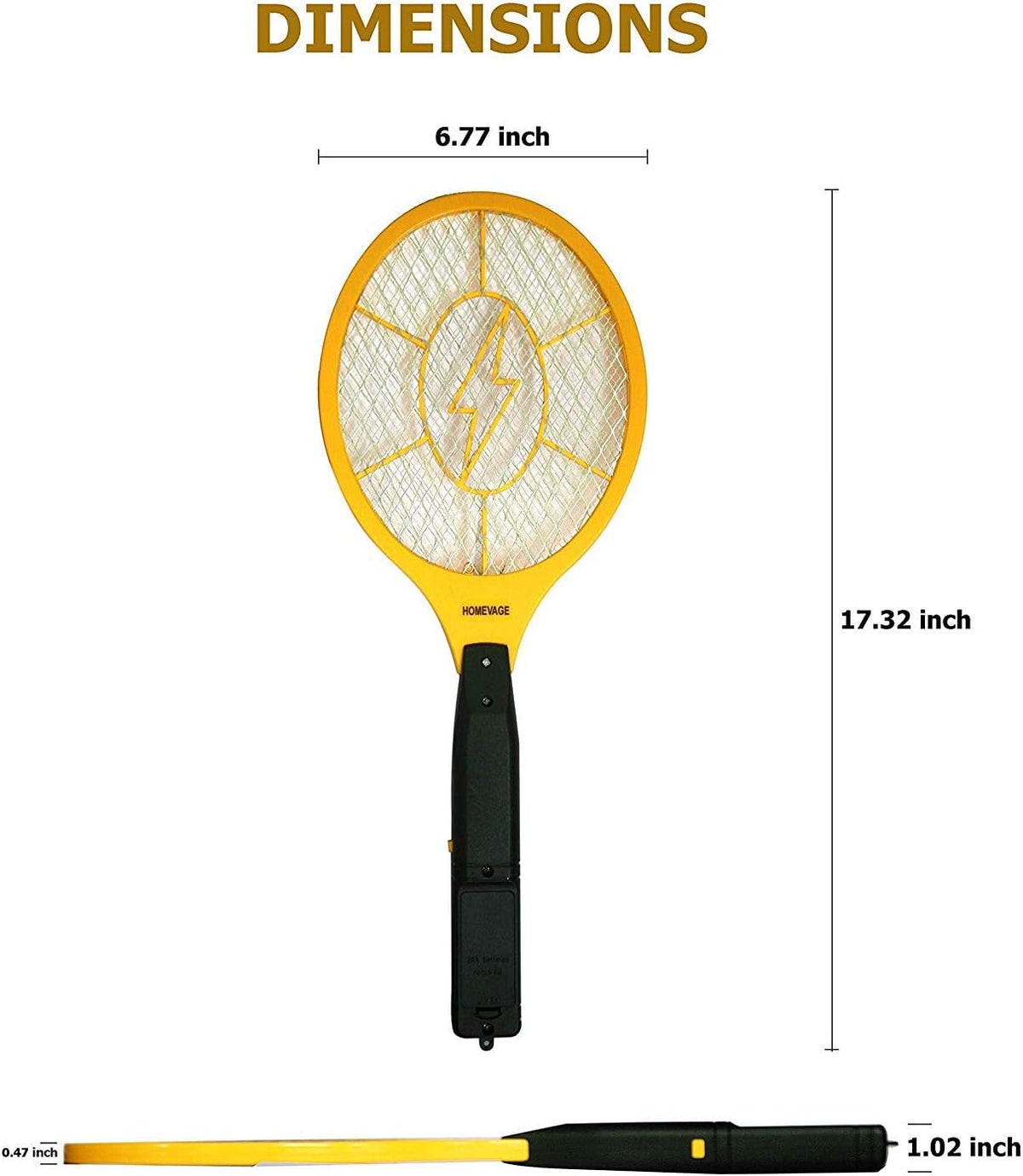 Electric Fly Swatter - Bug Zapper - Best High Voltage Handheld Mosquito Killer - Wasp, Fruit Fly