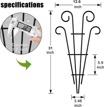 2 Pack Black Coated Wave Pot Trellis 31'' Stakes for Climbing Plants Patio Plant Support for