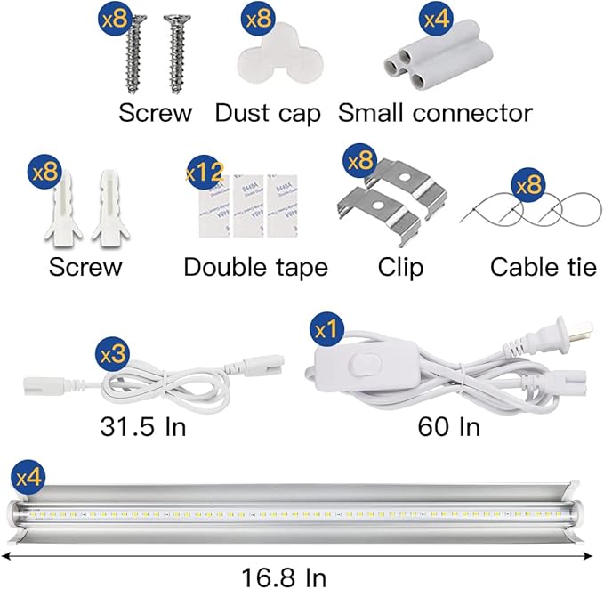 T5 LED Grow Lights, 204pcs Bulb 5000K White Full Spectrum Plant Light Strips for Indoor Plants