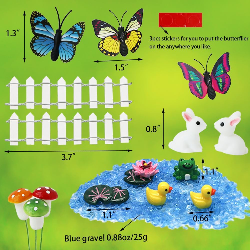 BangBangDa Miniature Fairy Garden Accessories - Garden Gnome Figurines House Set of 22PCS - Outdoor
