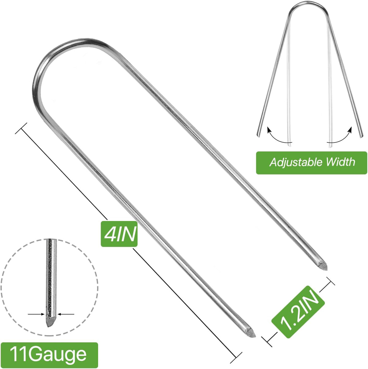 4 Inch 160 Pack 11 Gauge U - Shape Garden Stakes Set: Drip, Line & Irrigation Tubing Stakes