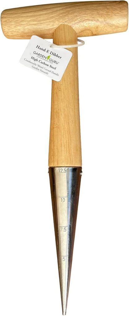 Garden Guru Steel Dibber Bulb Planter Tool for Planting Seeds & Bulbs - Depth Measurements, High