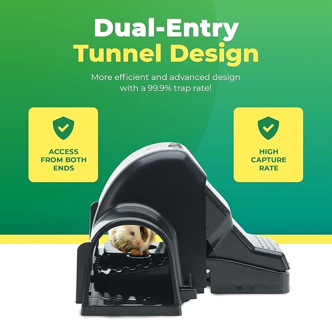 Rat Traps Indoor and Outdoor - 3 Pack Dual-Entry Large Rat Trap Outdoor and Indoor for Home, Garden