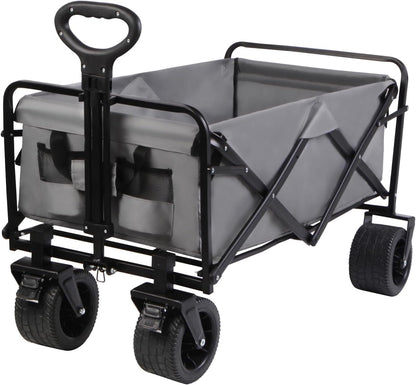 MMQ Heavy-Duty Folding Wagon with 550lbs Weight Capacity, Collapsible Wagon with Big Wheels